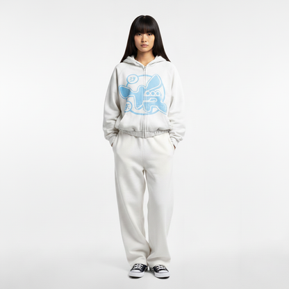 White Logo Zip-UP