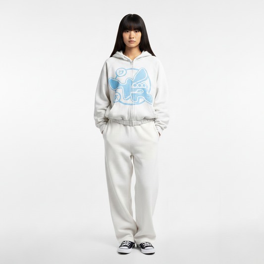 White Logo Zip-UP