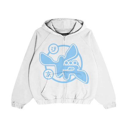 White Logo Zip-UP